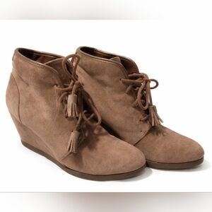 Madden Girl Dallyy Lace-Up Wedge Ankle Booties